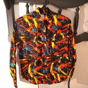 Vintage Diamond L. Western Wear splatter shirt Sz Small